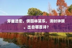 穿幽透密，傍园林宴乐，清时钟鼓。出自哪首诗？