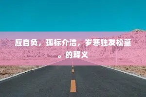 应自负，孤标介洁，岁寒独友松篁。的释义