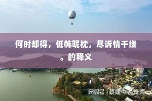 何时却得，低帏昵枕，尽诉情千缕。的释义