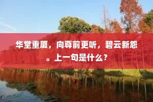 华堂重厦,向尊前更听,碧云新怨。上一句是什么? 华堂重厦,向尊前更听,碧云新怨。上一句是什么?