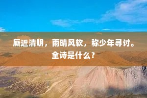 厮近清明，雨晴风软，称少年寻讨。全诗是什么？
