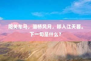 阳关车马，灞桥风月，移入江天暮。下一句是什么？