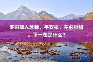 多谢故人念我，平安报、不必纲维。下一句是什么？