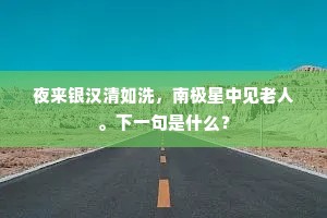 夜来银汉清如洗，南极星中见老人。下一句是什么？