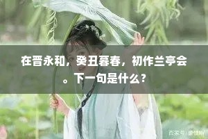 在晋永和，癸丑暮春，初作兰亭会。下一句是什么？