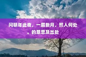 问明年此夜，一眉新月，照人何处。的意思及出处