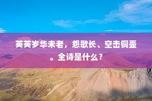 英英岁华未老，怨歌长、空击铜壶。全诗是什么？
