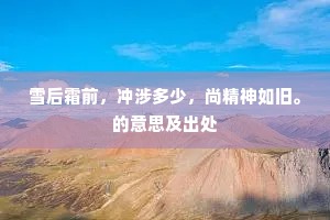 雪后霜前，冲涉多少，尚精神如旧。的意思及出处