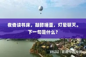 夜倚读书床，敲碎唾壶，灯晕明灭。下一句是什么？