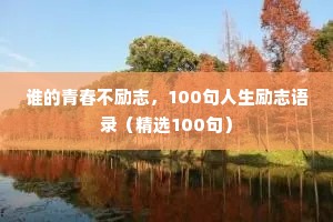 谁的青春不励志，100句人生励志语录（精选100句）