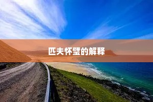 匹夫怀璧的解释 匹夫怀璧的解释
