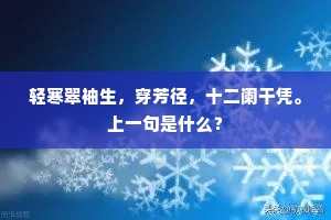 轻寒翠袖生,穿芳径,十二阑干凭。上一句是什么? 轻寒翠袖生,穿芳径,十二阑干凭。上一句是什么?