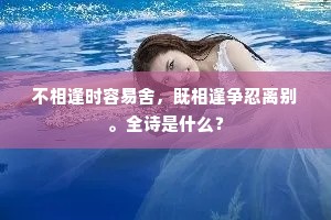 不相逢时容易舍，既相逢争忍离别。全诗是什么？