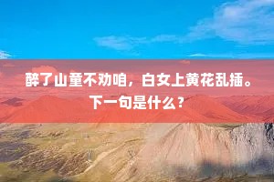 醉了山童不劝咱，白女上黄花乱插。下一句是什么？