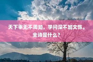 天下事无不周知，学问深不加文饰。全诗是什么？