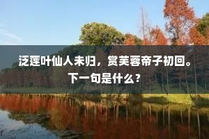 泛莲叶仙人未归，赏芙蓉帝子初回。下一句是什么？