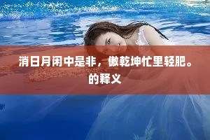 消日月闲中是非，傲乾坤忙里轻肥。的释义