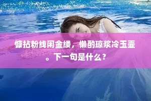 慷拈粉线闲金缕，懒酌琼浆冷玉壶。下一句是什么？