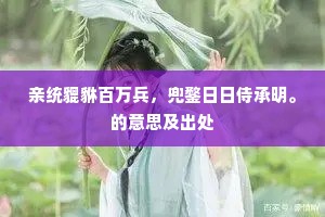 亲统貔貅百万兵，兜鍪日日侍承明。的意思及出处