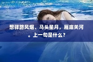 想驿路风烟、马头星月，雁底关河。上一句是什么？