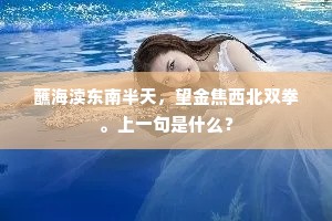 蘸海渎东南半天,望金焦西北双拳。上一句是什么? 蘸海渎东南半天,望金焦西北双拳。上一句是什么?
