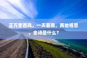 正万里西风，一天暮雨，两地相思。全诗是什么？
