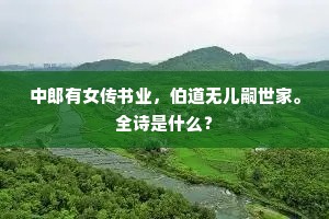 中郎有女传书业，伯道无儿嗣世家。全诗是什么？