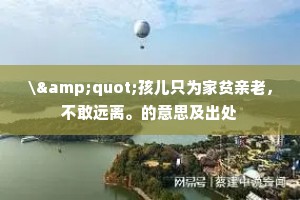 \"孩儿只为家贫亲老，不敢远离。的意思及出处