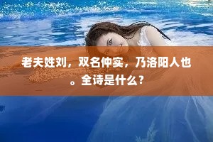 老夫姓刘，双名仲实，乃洛阳人也。全诗是什么？