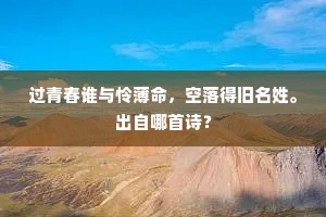过青春谁与怜薄命，空落得旧名姓。出自哪首诗？