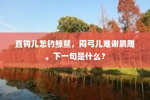 直钩儿怎钓鲸鳌，闷弓儿难谢鹏雕。下一句是什么？