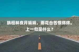 旃檀林夜月娟娟，雨花台苦恨绵绵。上一句是什么？
