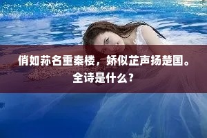 俏如荪名重秦楼，娇似芷声扬楚国。全诗是什么？