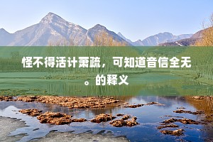 怪不得活计萧疏，可知道音信全无。的释义