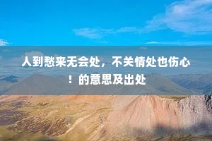 人到愁来无会处，不关情处也伤心！的意思及出处