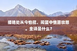 撮艳处从今怕揽，闹篮中情愿妆憨。全诗是什么？