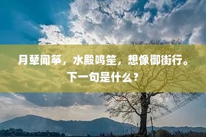 月辇闻筝，水殿鸣笙，想像御街行。下一句是什么？