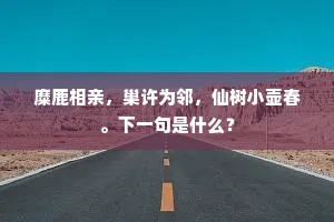 糜鹿相亲，巢许为邻，仙树小壶春。下一句是什么？