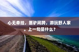 心无牵挂，蹇驴闲跨，游玩野人家。上一句是什么？