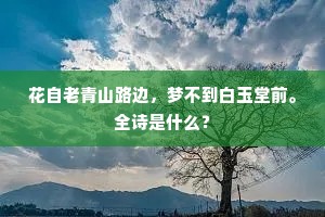 花自老青山路边，梦不到白玉堂前。全诗是什么？
