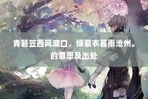 青箬笠西风渡口，绿蓑衣暮雨沧州。的意思及出处