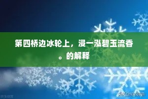 第四桥边冰轮上，浸一泓碧玉流香。的解释