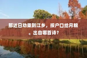 那近日劝粜到江乡，按户口给月粮。出自哪首诗？