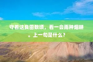 守着这良田数顷，看一会雨种烟耕。上一句是什么？