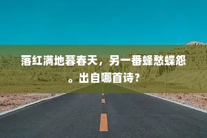 落红满地暮春天，另一番蜂愁蝶怨。出自哪首诗？