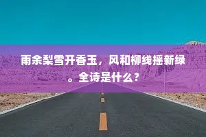 雨余梨雪开香玉，风和柳线摇新绿。全诗是什么？