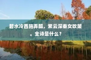 碧水冷西施弄瓢，紫云深秦女吹箫。全诗是什么？