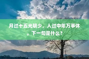 月过十五光明少，人过中年万事休。下一句是什么？