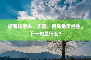 据着这老夫，志趣，把乌兔常拴住。下一句是什么？