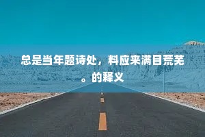 总是当年题诗处，料应来满目荒芜。的释义